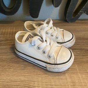 Toddler White Leather Converse Size 4